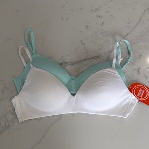 NWT Wonder Nation White and teal Bra-2 pack